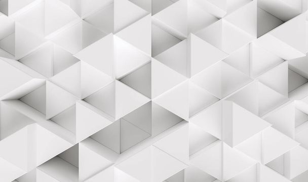 Weißer Hintergrund mit Dreiecken - 3D-Darstellung - Foto, Bild