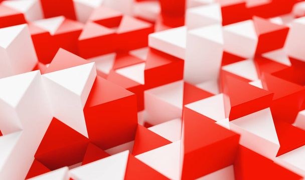 White and red triangular abstract background, Grunge surface - 3d rendering  - Valokuva, kuva
