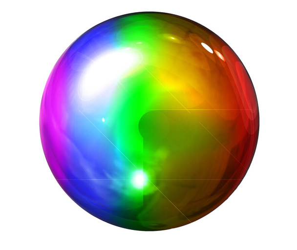 Una hermosa esfera de vidrio en colores arcoíris aislados sobre un fondo blanco en la ilustración 3D
 - Foto, Imagen