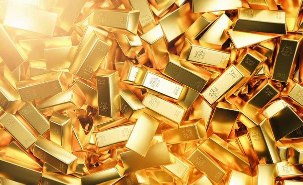 Un mucchio di lingotti d'oro. Concetti finanziari
 - Foto, immagini
