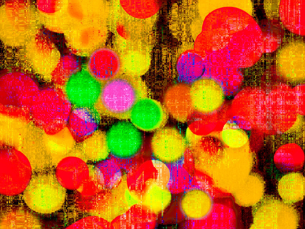 Een grungy veelkleurige feestelijke partij bokeh abstract voor gebruik als een partij achtergrond - Foto, afbeelding