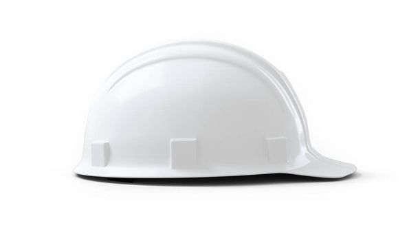 White engineer construction helmet isolated on white background. 3D rendering - Photo, Image