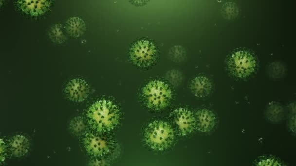 літаючий зелений коронавірус з частинками
 - Кадри, відео