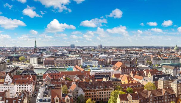 Aerial view of Copenhagen, Denmark in a sunny day - Fotoğraf, Görsel