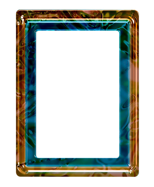 A photo frame 6x4 ratio in 3D illustration in iridescent mother of pearl isolated on a white background - Photo, Image