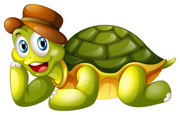 ένα χαμογελαστό χελώνα που βρίσκεται κάτω - Διάνυσμα, εικόνα