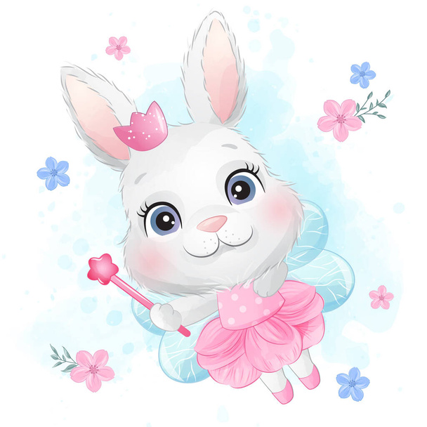 Милий маленький кролик з акварельною ілюстрацією
 - Вектор, зображення