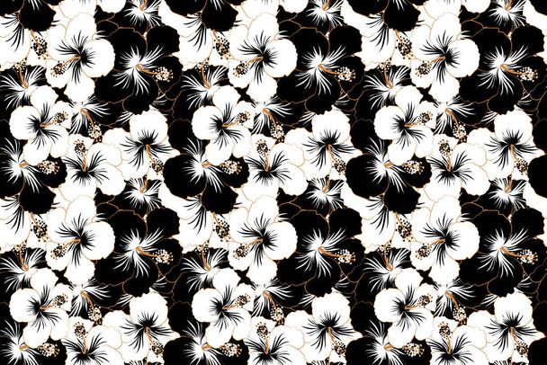 Hibiscus flowers in black and white colors. - Photo, Image
