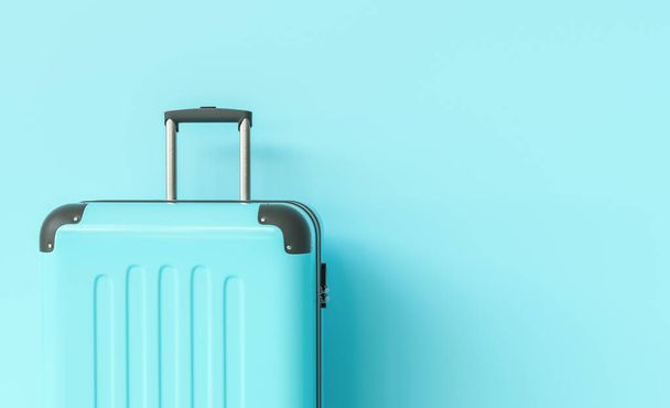 Kufr na modrém pozadí. cestovní koncept, s kopírovacím prostorem pro individuální text - Fotografie, Obrázek
