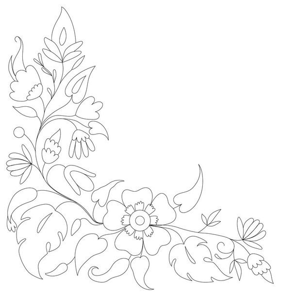 antistress coloring page with floral motif - Vector, Image