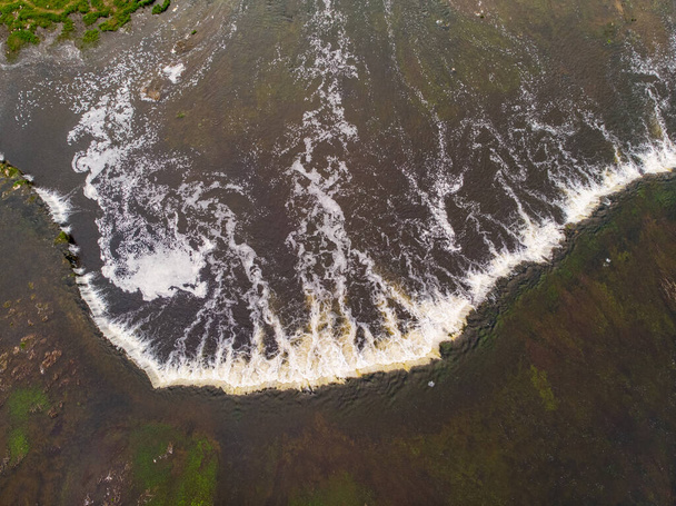 Areal drone photography view of Venta - widest waterfall in europe. - Photo, Image