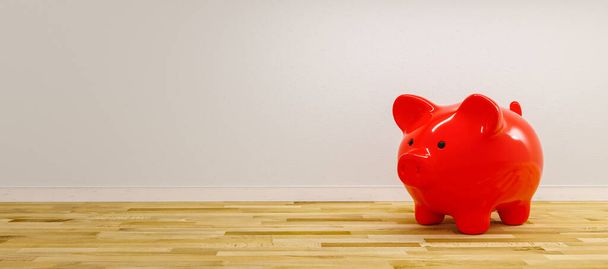 red piggy bank as row leader, investment and development concept - copyspace for your individual text.  - Photo, Image