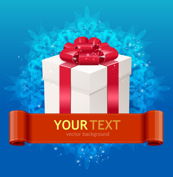 Gift box with bow and ribbon for text - Vector, afbeelding