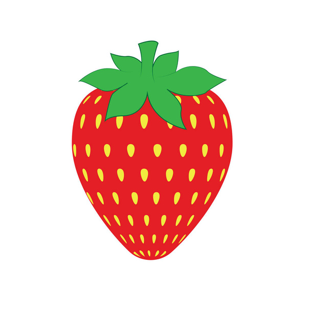 Morango em estilo cartoon. Fruta vermelha suculenta madura. Ilustração colorida isolada sobre um fundo branco
. - Vetor, Imagem