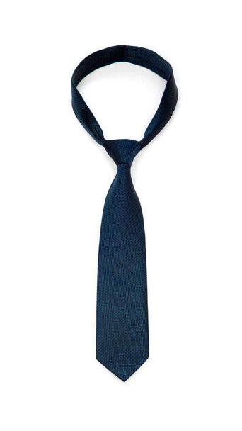 Stylish tied plain navy blue tie isolated on white background - Photo, Image