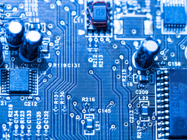 computer micro circuit board with integrated chipset - Fotoğraf, Görsel