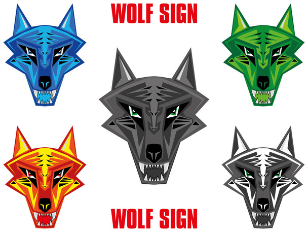 Wolf emblem in sharp futuristic red indian style - Photo, Image