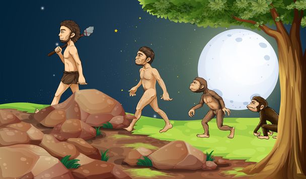 Evolution of man in the hilltop - Vector, Image