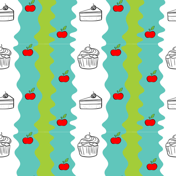 kek ve elma ile sorunsuz tasarım - Vektör, Görsel