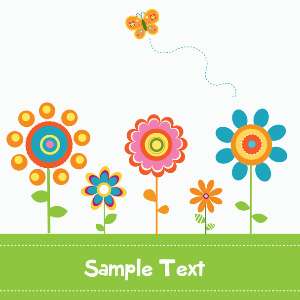 Retro Flower Card - Vector, Imagen