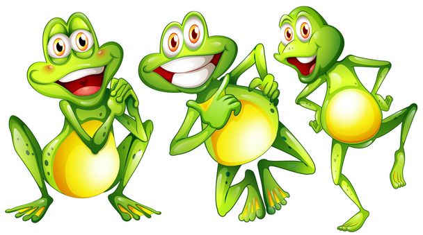 Tres ranas sonrientes
 - Vector, imagen