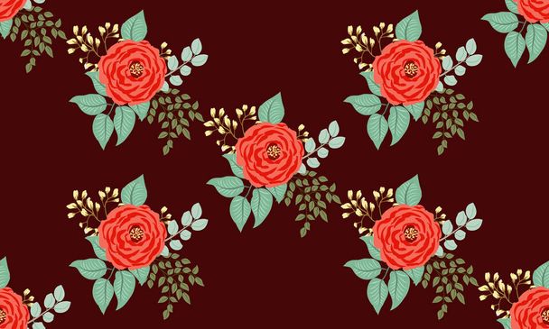 Seamless pattern in small cute flowers of antique roses and branches. Chabby chic millefleurs. Floral background for textile, wallpaper, covers, surface, print, gift wrap, scrapbooking, decoupage. - Vetor, Imagem