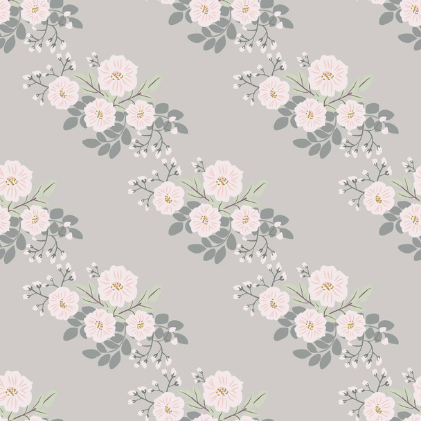 Seamless folk raster pattern in small wild flowers. Country style millefleurs. Floral meadow background for textile, wallpaper, pattern fills, covers, surface, print, wrap, scrapbooking, decoupage. - Διάνυσμα, εικόνα