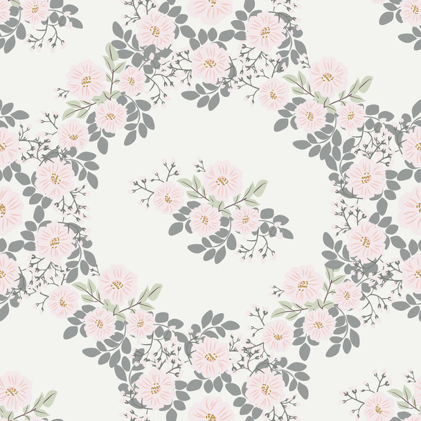 Seamless folk raster pattern in small wild flowers. Country style millefleurs. Floral meadow background for textile, wallpaper, pattern fills, covers, surface, print, wrap, scrapbooking, decoupage. - Vektör, Görsel
