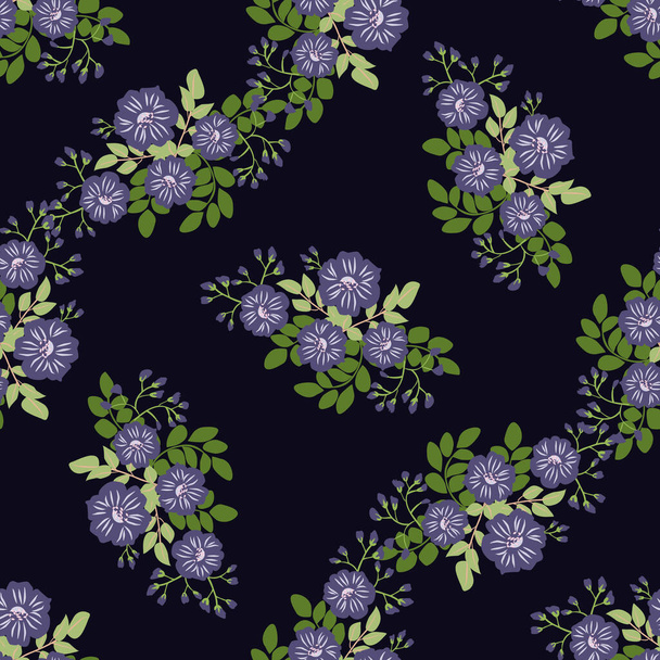 Seamless plant pattern with antique folk flowers. Shabby chic style millefleurs. Floral background for textile, wallpaper, covers, surface, print, wrap, scrapbooking, decoupage. - Vektor, obrázek