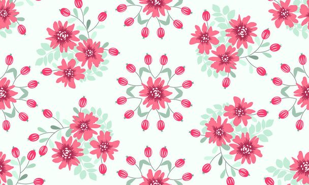 Seamless plant pattern with antique folk flowers. Shabby chic style millefleurs. Floral background for textile, wallpaper, covers, surface, print, wrap, scrapbooking, decoupage. - Vektori, kuva