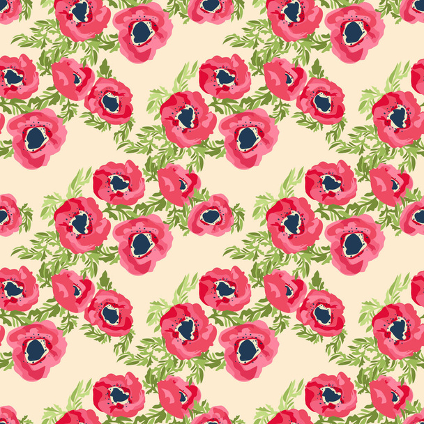 Seamless delicate pattern of poppy flowers. Summer flowers. Floral diagonal seamless background for textile or book covers, manufacturing, - Вектор,изображение