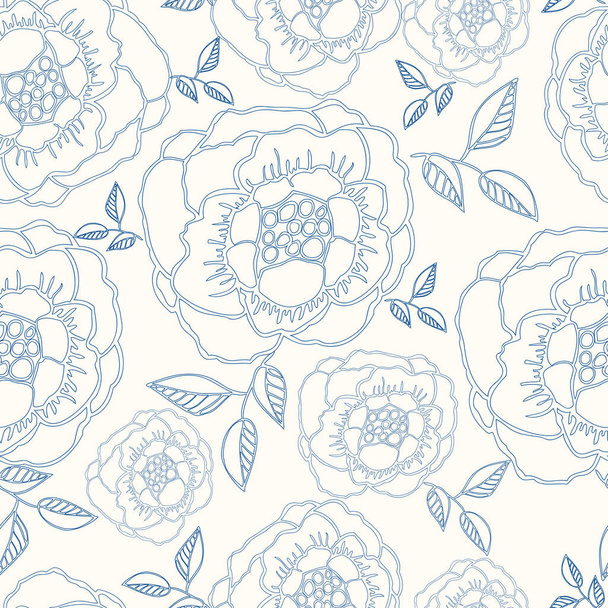 Vector seamless handdrawn pattern from dog roses blossom and fresh branches. Floral vintage background for textile or book covers, manufacturing, wallpapers, print, gift wrap and scrapbooking. - Вектор,изображение