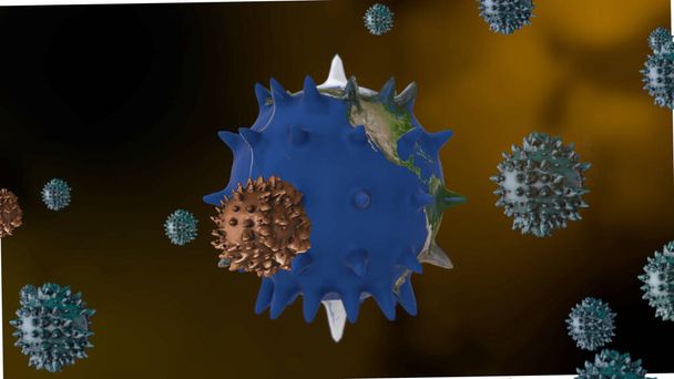 3D-Darstellung der Antikörper im Kampf gegen das Virus, das unseren Planeten absorbiert hat. - Foto, Bild