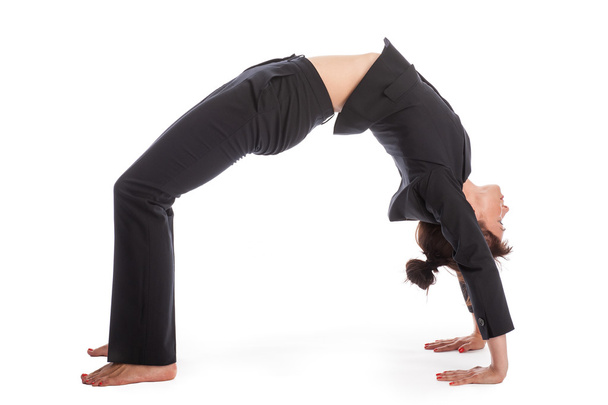 mujer de negocios en pose de yoga - Foto, Imagen