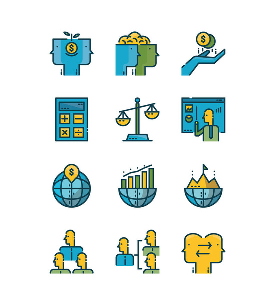 Business and financial icon set. flat icons design. vector - Vector, Image