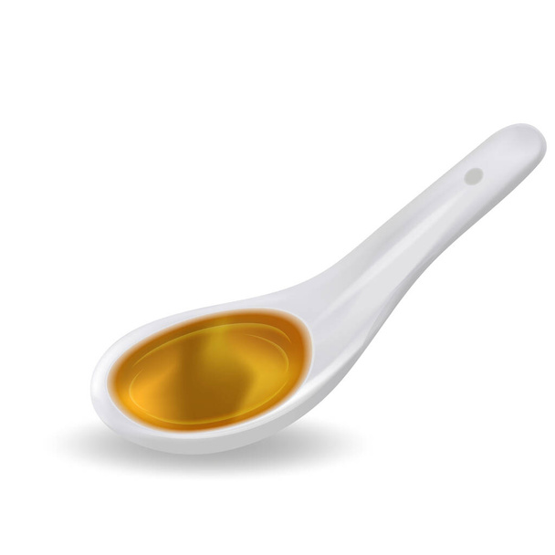 Spoon with colored syrup, liquid 3D realistic style. Vector illustration - Vector, Image