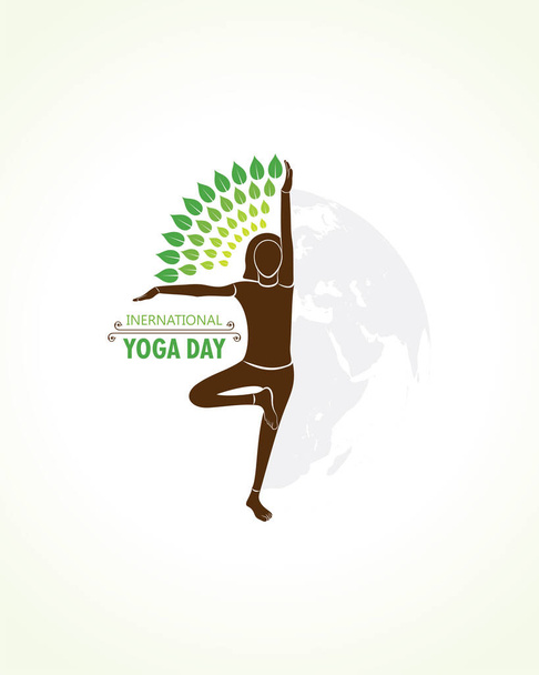 illustration of A Girl doing yoga for International Yoga Day observed on 21st June - Vektor, kép