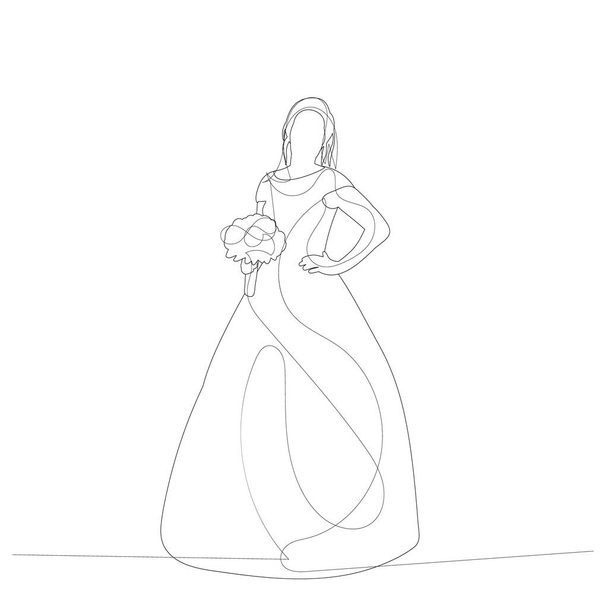 white background, line drawing bride - Vector, afbeelding