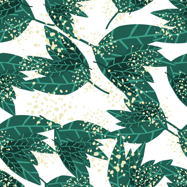 Creative grunge foliage wallpaper in hand drawn style. Doodle jungle tropical leaves seamless pattern. Design for fabric, textile print, wrapping paper, cover. Botanical vector illustration. - Vetor, Imagem