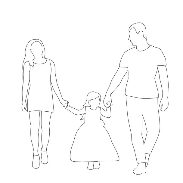 bílé pozadí, náčrtek rodiče a dítě - Vektor, obrázek