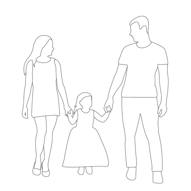 vektor, izolovaný, na bílém pozadí, náčrt rodiče a dítě - Vektor, obrázek