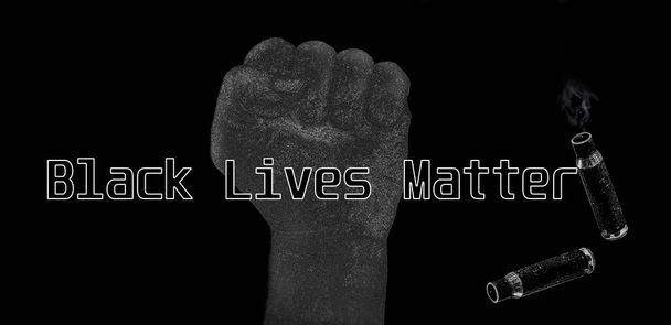 Uma ilustração da vida negra importa com o punho do protesto contra o racismo e a brutalidade policial e duas conchas vazias
. - Foto, Imagem