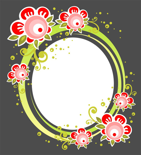 frame with red flowers - Foto, Imagen