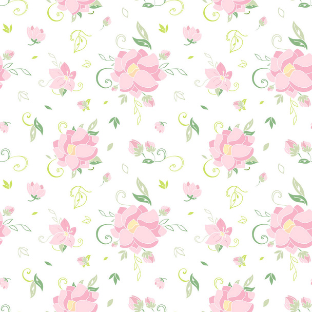 seamless vintage flower pattern on white background - Vetor, Imagem