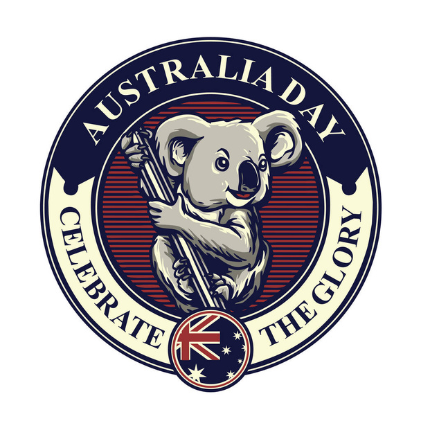 mascota koala para Australia placa vectorial día
 - Vector, imagen