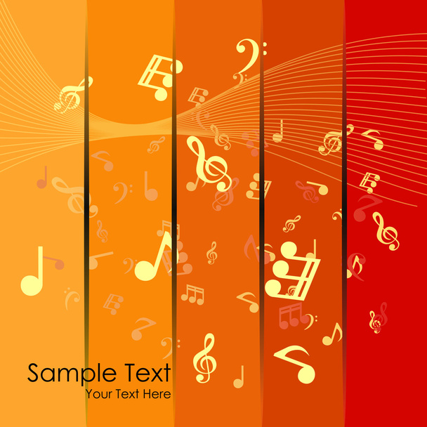 Notas musicais coloridas com fundo vetorial de layout gráfico de onda
 - Vetor, Imagem
