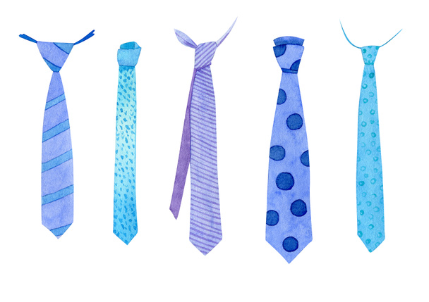 Watercolor tie illustration for greeting card, decor, invitations, fabric. Father's Day. - Photo, Image