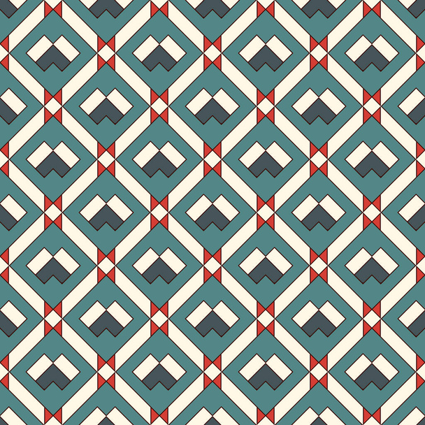 Diamond grid seamless pattern. Ethnic, tribal surface print. Geometric ornament. Repeated rhombuses background. Ornamental folk wallpaper. Geo vector abstract illustration - Διάνυσμα, εικόνα