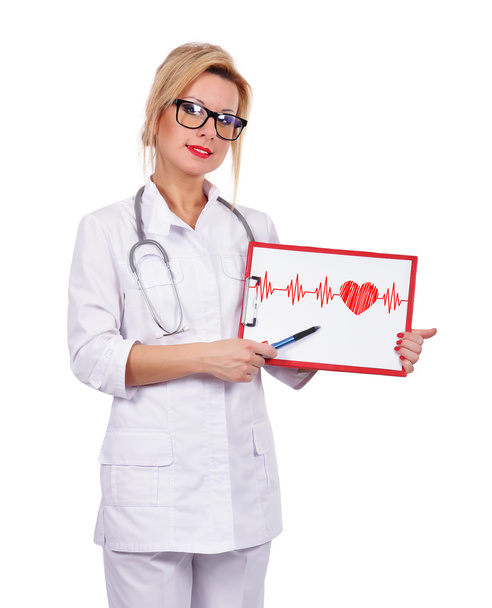 clipboard with cardiogram - Фото, зображення