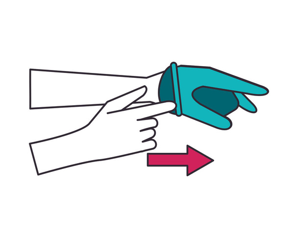 руки людини з гумовими рукавичками режим з використанням інфографіки
 - Вектор, зображення
